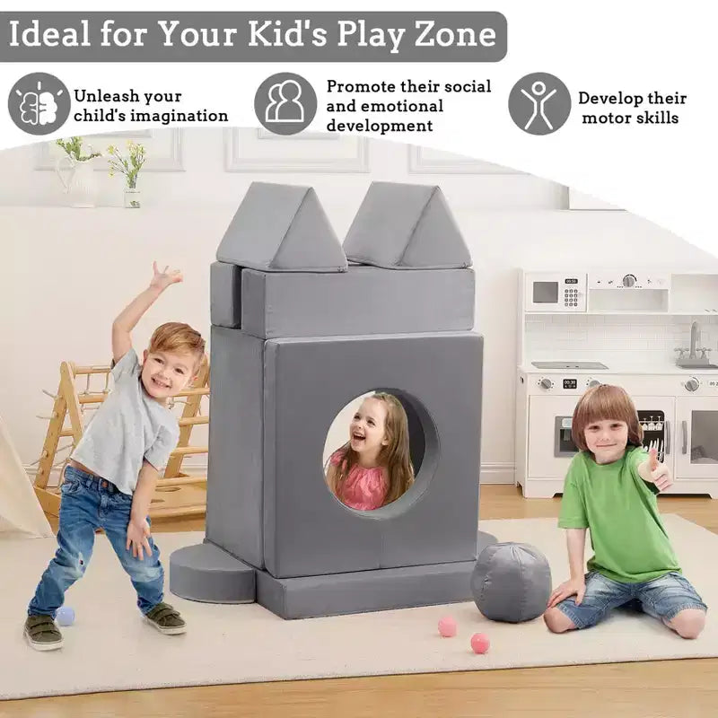 Canapé pour enfants TROPOW, canapé pour enfants 12 pièces Nugget pour salle de jeux, canapé modulaire pour tout-petits, canapé sectionnel convertible en mousse pour enfants
