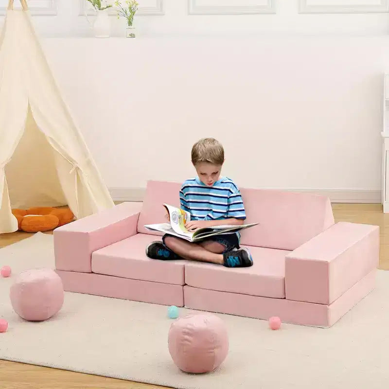Canapé pour enfants TROPOW, canapé pour enfants 12 pièces Nugget pour salle de jeux, canapé modulaire pour tout-petits, canapé sectionnel convertible en mousse pour enfants