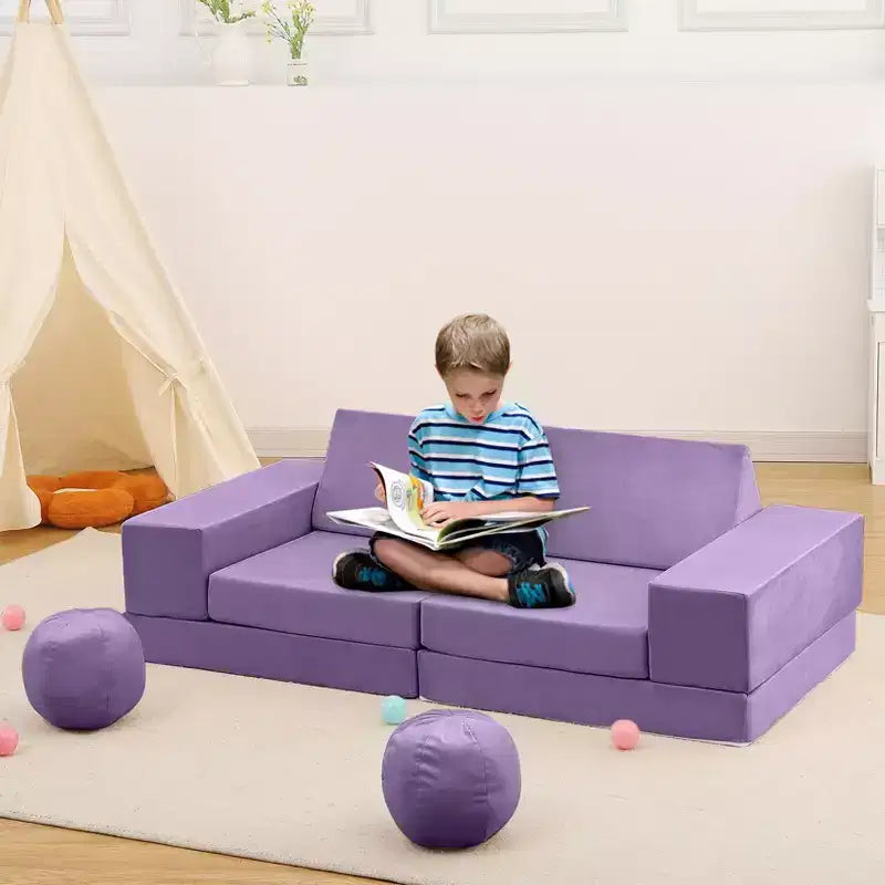 Canapé pour enfants TROPOW, canapé pour enfants 12 pièces Nugget pour salle de jeux, canapé modulaire pour tout-petits, canapé sectionnel convertible en mousse pour enfants