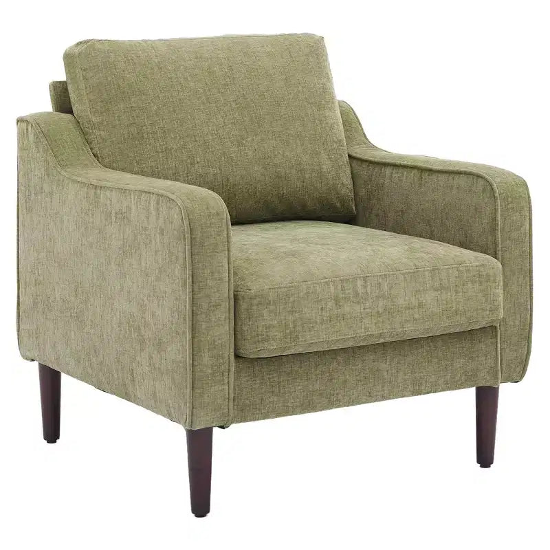 Fauteuil simple GustoWave Mid-Century, Fauteuil moderne en tissu de lin, Fauteuils d'appoint confortables avec accoudoirs incurvés, Chaise de lecture à dossier haut