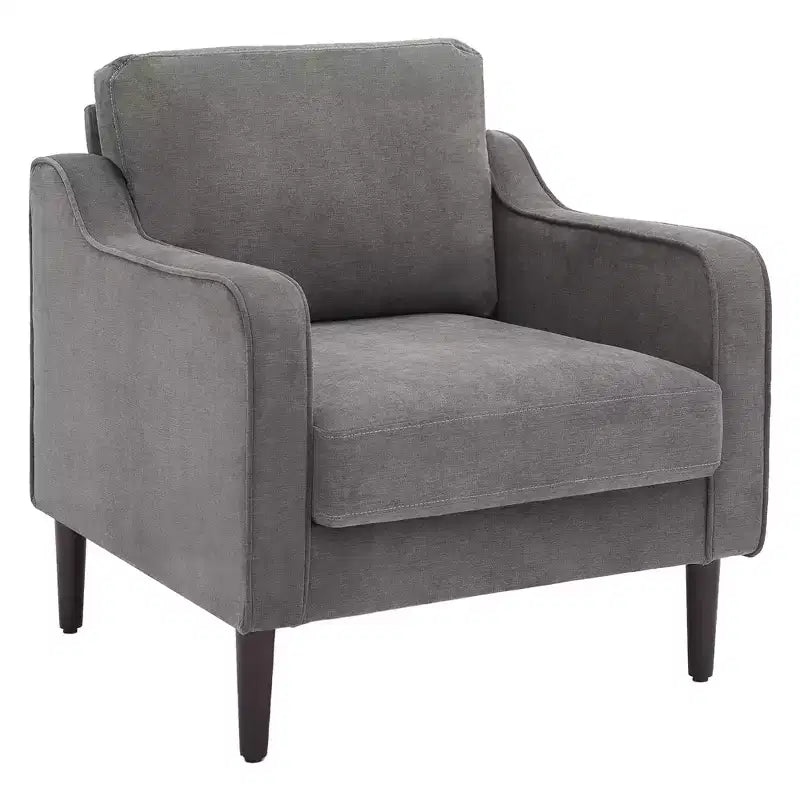 Fauteuil simple GustoWave Mid-Century, Fauteuil moderne en tissu de lin, Fauteuils d'appoint confortables avec accoudoirs incurvés, Chaise de lecture à dossier haut