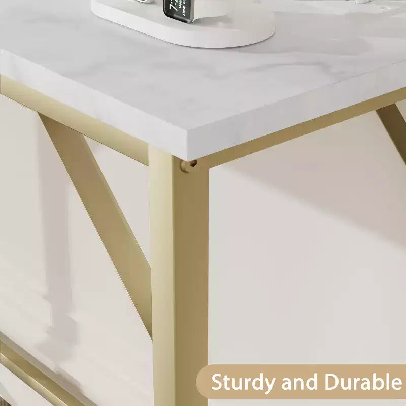 39.4 Table console moderne avec station de charge intégrée, plateau fin et pieds en métal, pour entrée, couloir et derrière le canapé, pour salon, appartement