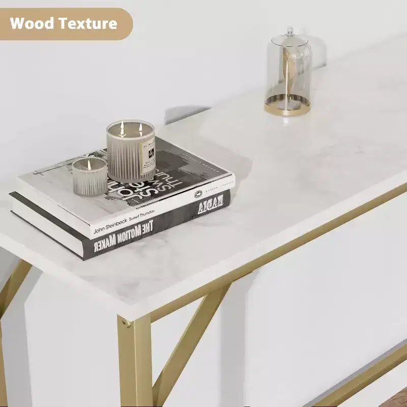 39.4 Table console moderne avec station de charge intégrée, plateau fin et pieds en métal, pour entrée, couloir et derrière le canapé, pour salon, appartement