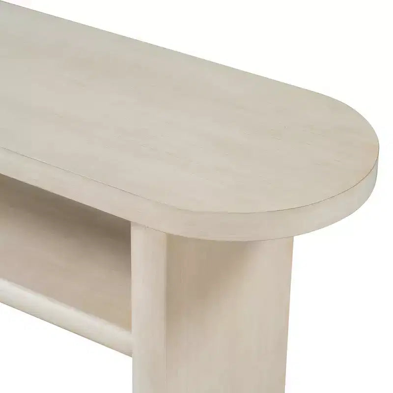 MAYEERTY Table console élégante et minimaliste avec bords arrondis et étagère robuste pour salon Gris délavé