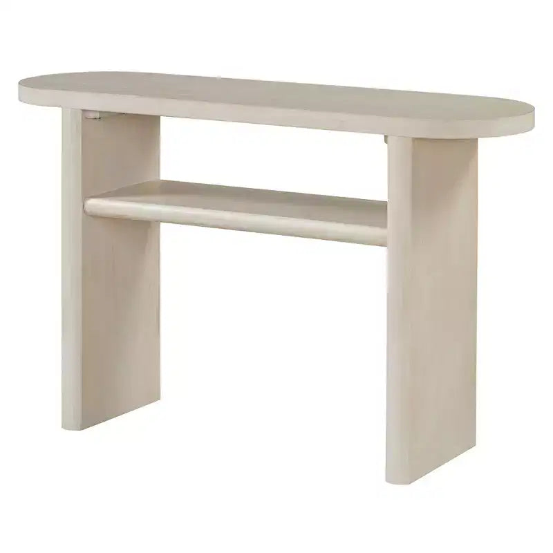 MAYEERTY Table console élégante et minimaliste avec bords arrondis et étagère robuste pour salon Gris délavé