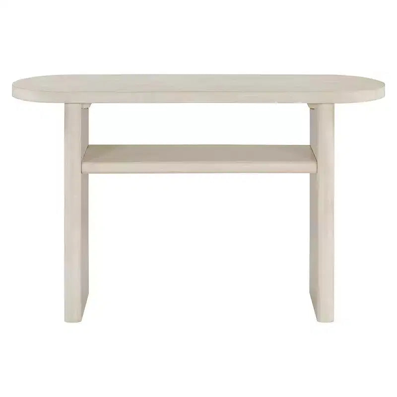 MAYEERTY Table console élégante et minimaliste avec bords arrondis et étagère robuste pour salon Gris délavé