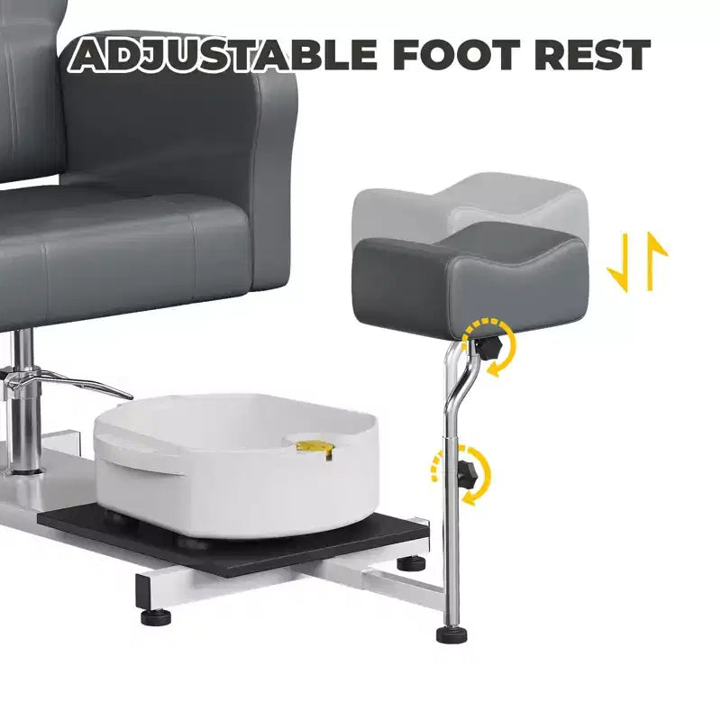 Fauteuil de pédicure FinerFurnis, baignoire de pédicure élégante avec repose-pieds réglable et appui-tête télescopique, dossier inclinable jusqu'à 130°, sans plomberie