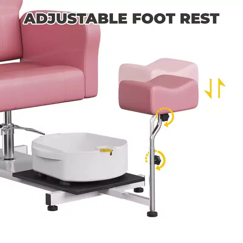 Fauteuil de pédicure FinerFurnis, baignoire de pédicure élégante avec repose-pieds réglable et appui-tête télescopique, dossier inclinable jusqu'à 130°, sans plomberie
