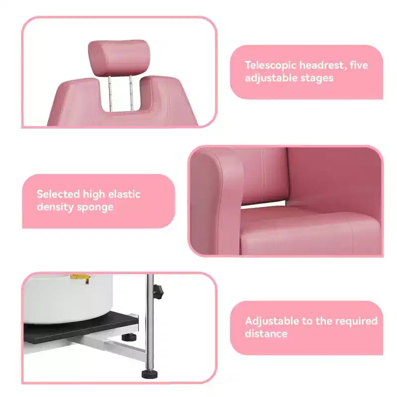 Fauteuil de pédicure FinerFurnis, baignoire de pédicure élégante avec repose-pieds réglable et appui-tête télescopique, dossier inclinable jusqu'à 130°, sans plomberie