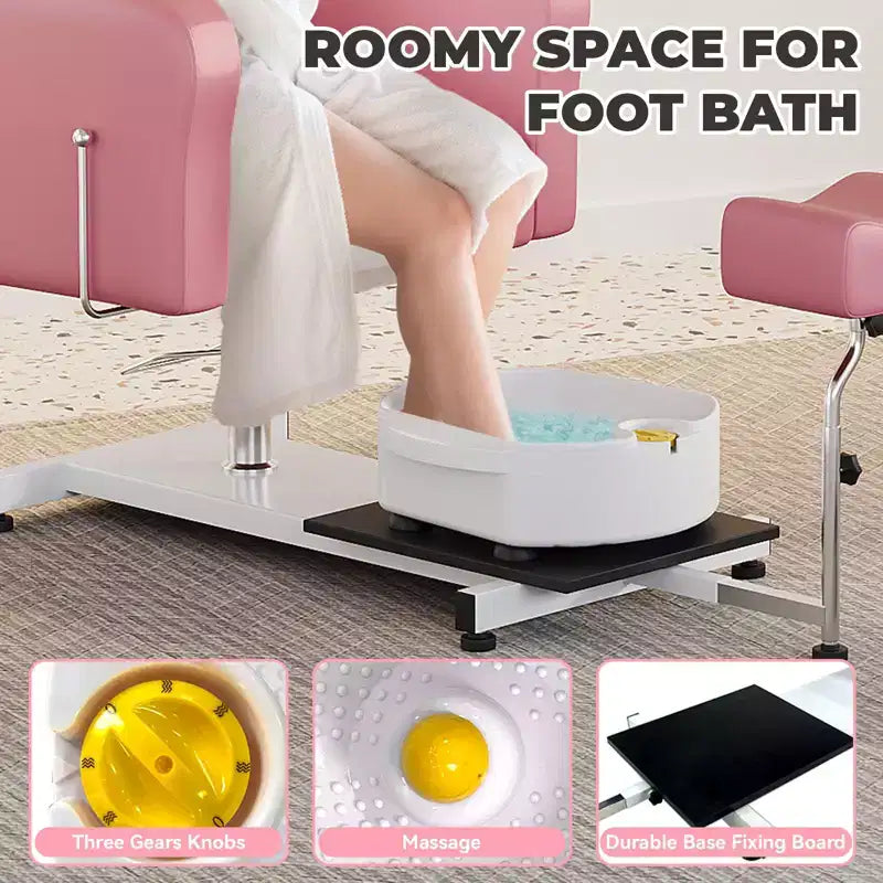 Fauteuil de pédicure FinerFurnis, baignoire de pédicure élégante avec repose-pieds réglable et appui-tête télescopique, dossier inclinable jusqu'à 130°, sans plomberie