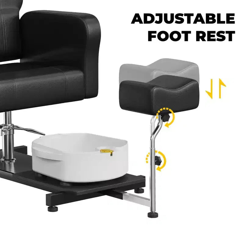 Fauteuil de pédicure FinerFurnis, baignoire de pédicure élégante avec repose-pieds réglable et appui-tête télescopique, dossier inclinable jusqu'à 130°, sans plomberie