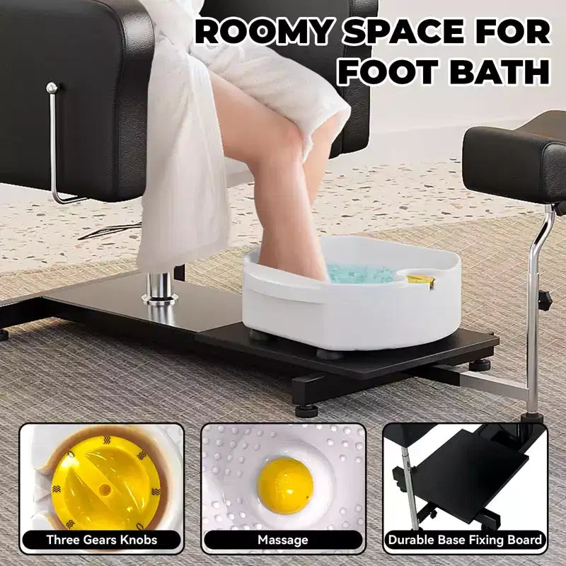 Fauteuil de pédicure FinerFurnis, baignoire de pédicure élégante avec repose-pieds réglable et appui-tête télescopique, dossier inclinable jusqu'à 130°, sans plomberie