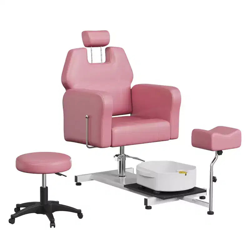 Fauteuil de pédicure FinerFurnis, baignoire de pédicure élégante avec repose-pieds réglable et appui-tête télescopique, dossier inclinable jusqu'à 130°, sans plomberie