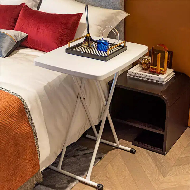 Table pliante, Table à manger rectangulaire réglable, Table carrée en plastique simple pour chevet, pour fête, repas, événements, pique-nique intérieur, extérieur, camping