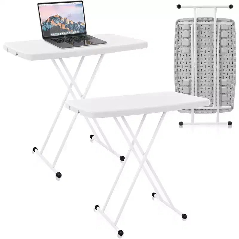 Table pliante, Table à manger rectangulaire réglable, Table carrée en plastique simple pour chevet, pour fête, repas, événements, pique-nique intérieur, extérieur, camping