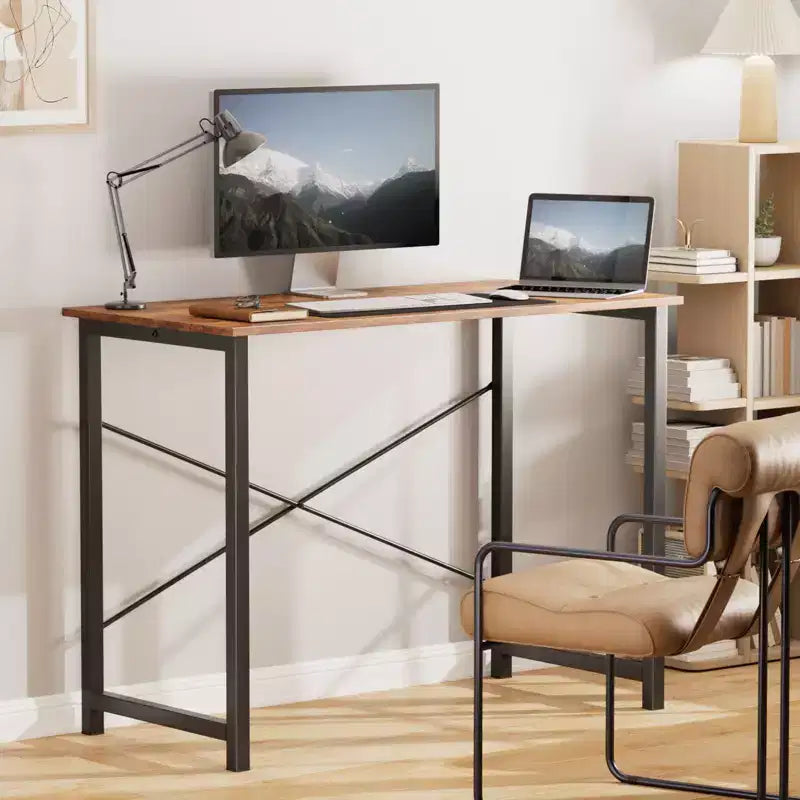 JIONJOY Petit bureau d'ordinateur 32" – Table d'écriture de bureau renforcée en forme de X, style moderne et simple