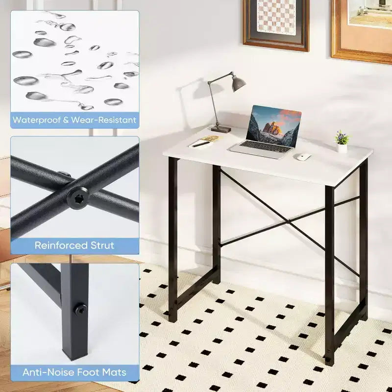 JIONJOY Petit bureau d'ordinateur 32" – Table d'écriture de bureau renforcée en forme de X, style moderne et simple