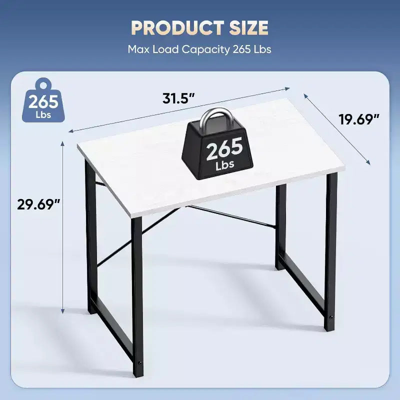 JIONJOY Petit bureau d'ordinateur 32" – Table d'écriture de bureau renforcée en forme de X, style moderne et simple