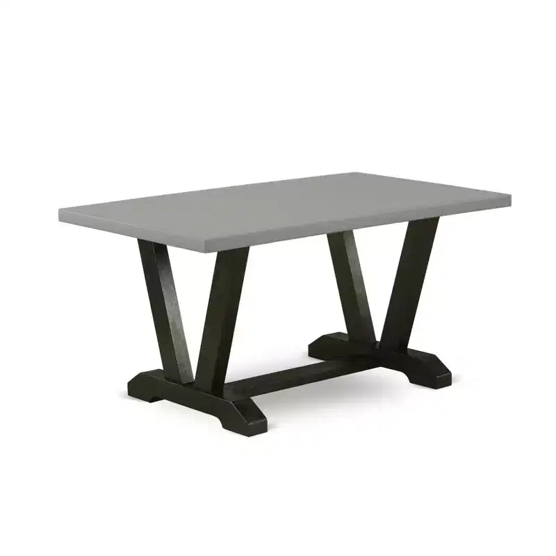 Ensemble de salle à manger HomeStock Belmont 7 pièces - 6 chaises de salle à manger et plateau de table rectangulaire, finition ciment et noir