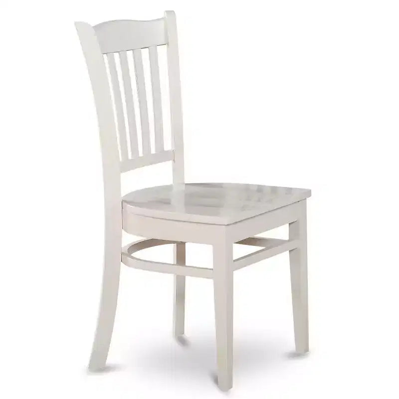 HomeStock Belmont, ensemble de meubles de salle à manger 5 pièces, comprenant une table à manger ronde avec pied central et 4 chaises à assise en bois, 42x42 pouces, Blanc lin
