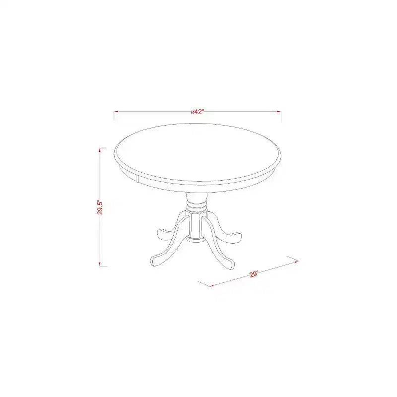 HomeStock Belmont, ensemble de meubles de salle à manger 5 pièces, comprenant une table à manger ronde avec pied central et 4 chaises à assise en bois, 42x42 pouces, Blanc lin