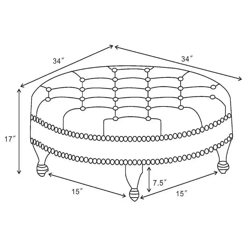 Coaster, pouf rond capitonné Elchin, couleur avoine