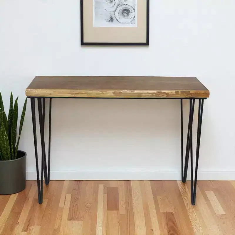 HomeRoots – Console vieillie marron et noire en bois et métal, 42 po