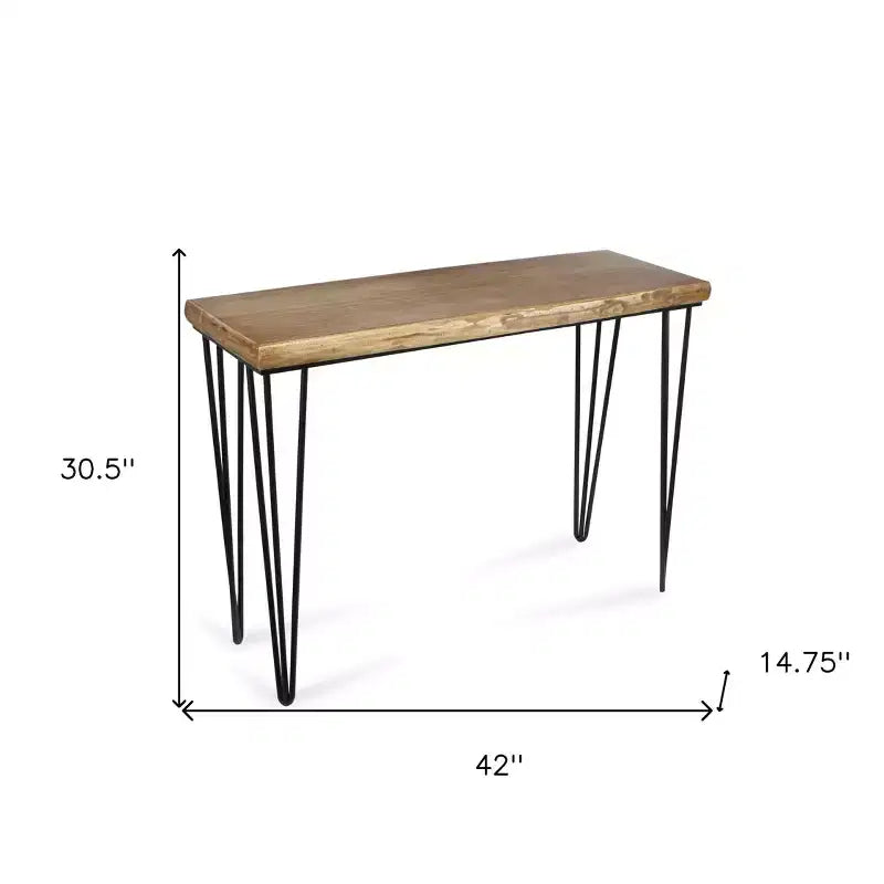 HomeRoots – Console vieillie marron et noire en bois et métal, 42 po