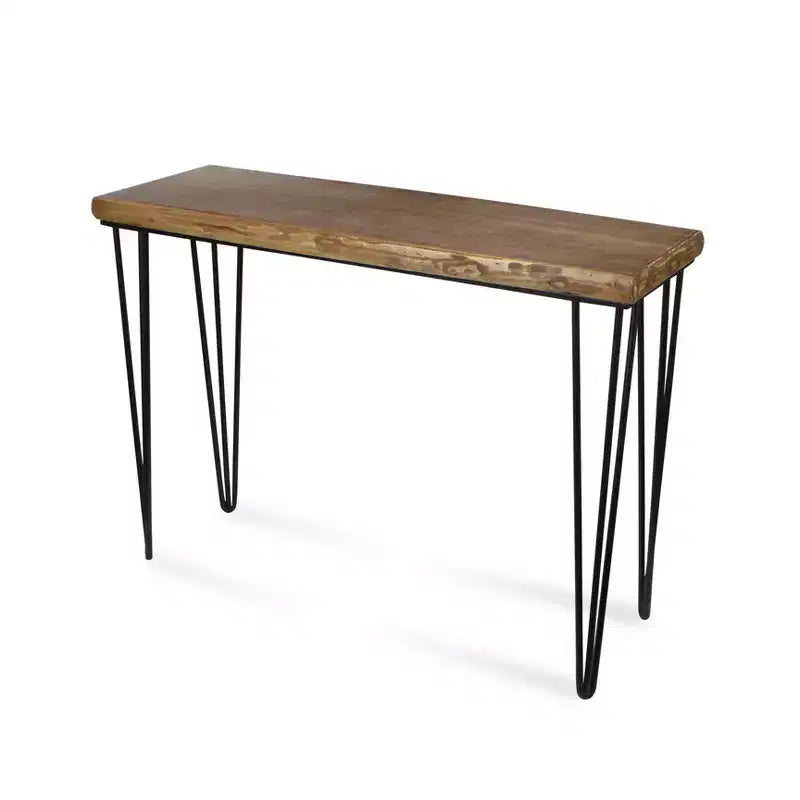 HomeRoots – Console vieillie marron et noire en bois et métal, 42 po