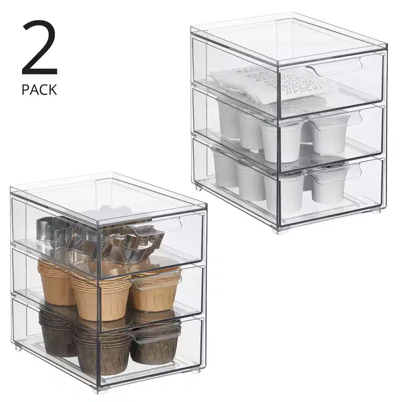 Organisateur empilable à 3 tiroirs pour cuisine ou garde-manger