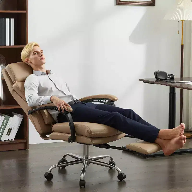 GALAXHERO Chaise de bureau exécutive en cuir avec repose-pieds, Fauteuil de bureau ergonomique à dossier haut et robuste, Grande taille avec support lombaire