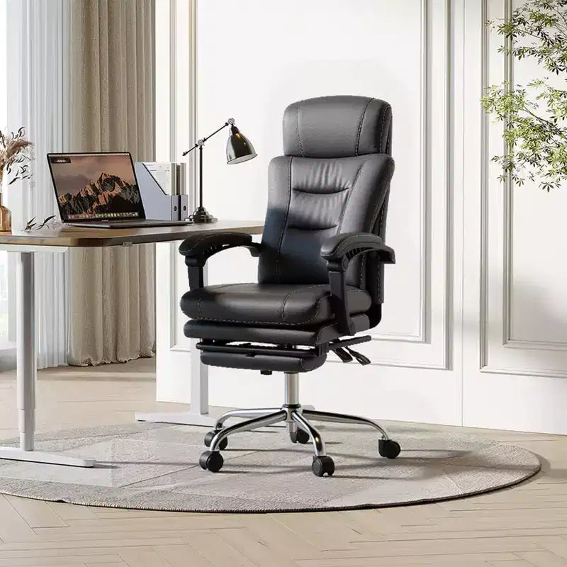 GALAXHERO Chaise de bureau exécutive en cuir avec repose-pieds, Fauteuil de bureau ergonomique à dossier haut et robuste, Grande taille avec support lombaire