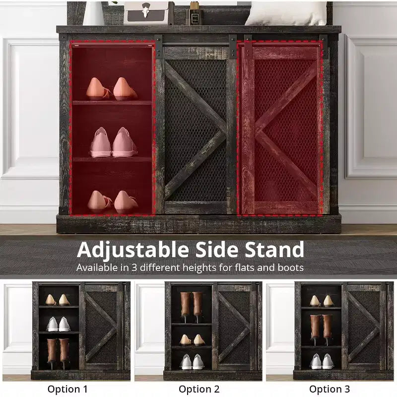 Porte-manteau avec casiers à chaussures et 7 patères, et 3 tiroirs pour couloir, banc de vestiaire avec rangement à chaussures, meuble d'entrée, chêne foncé