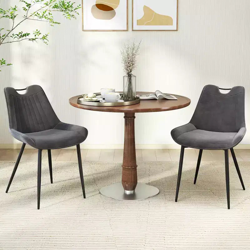 Costway Lot de 4 chaises de salle à manger en similicuir avec pieds en métal Noir/Gris/Vert