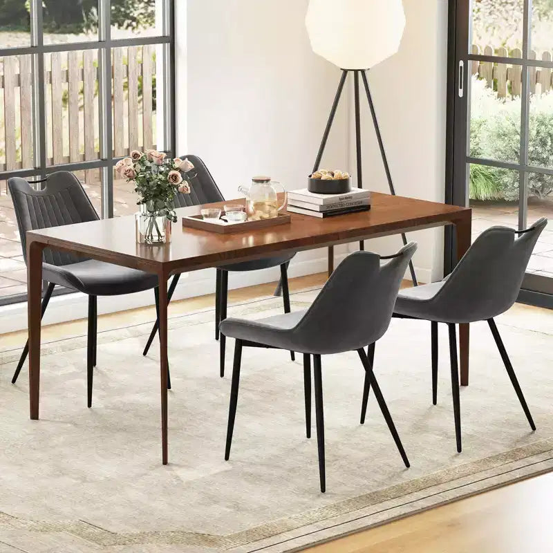 Costway Lot de 4 chaises de salle à manger en similicuir avec pieds en métal Noir/Gris/Vert