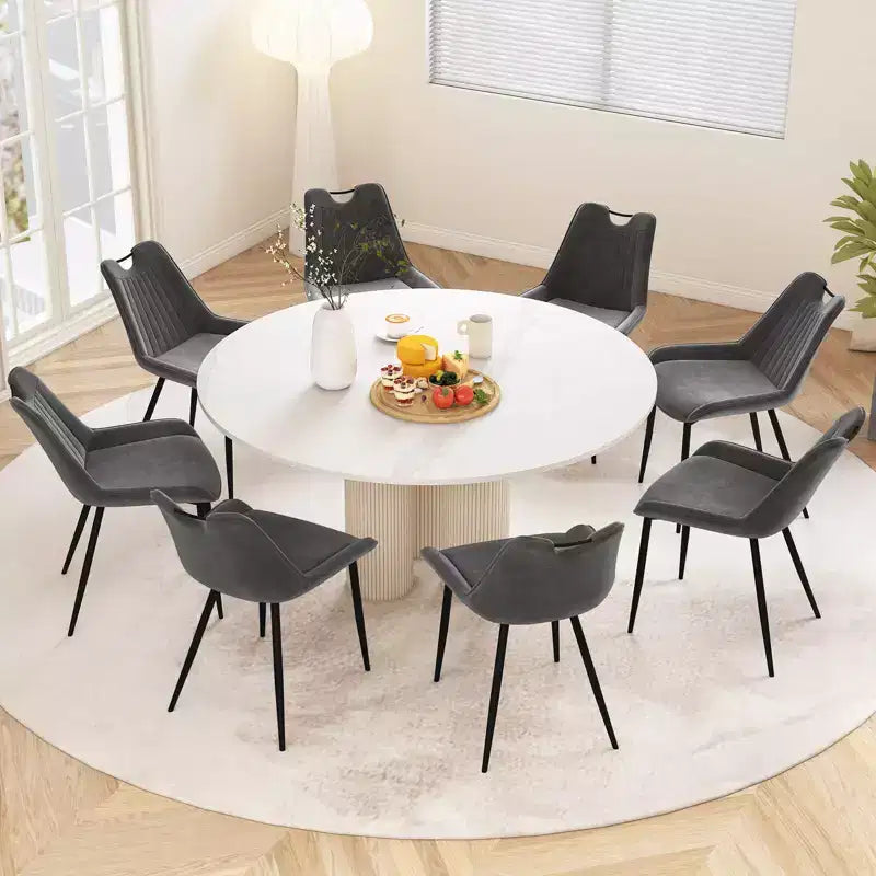 Costway Lot de 4 chaises de salle à manger en similicuir avec pieds en métal Noir/Gris/Vert
