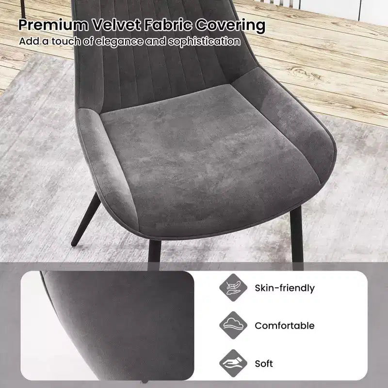 Costway Lot de 4 chaises de salle à manger en similicuir avec pieds en métal Noir/Gris/Vert