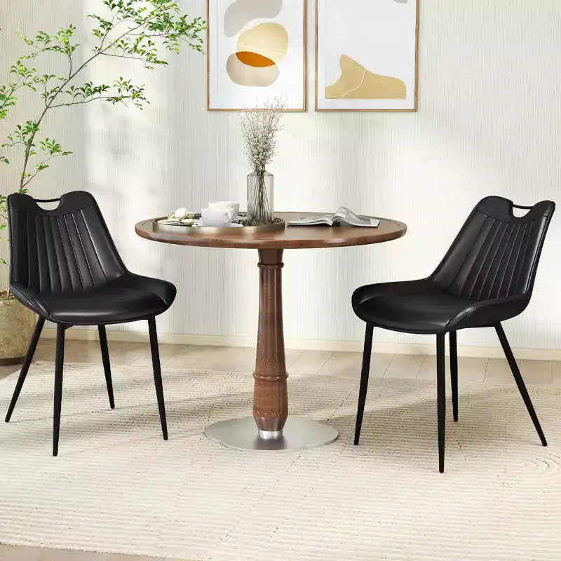 Costway Lot de 4 chaises de salle à manger en similicuir avec pieds en métal Noir/Gris/Vert