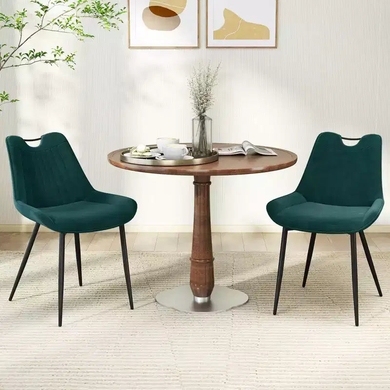 Costway Lot de 4 chaises de salle à manger en similicuir avec pieds en métal Noir/Gris/Vert