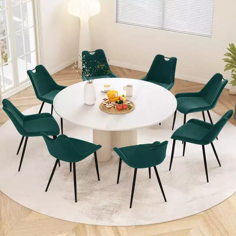 Costway Lot de 4 chaises de salle à manger en similicuir avec pieds en métal Noir/Gris/Vert