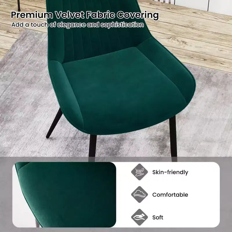 Costway Lot de 4 chaises de salle à manger en similicuir avec pieds en métal Noir/Gris/Vert