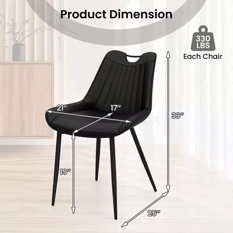 Costway Lot de 4 chaises de salle à manger en similicuir avec pieds en métal Noir/Gris/Vert