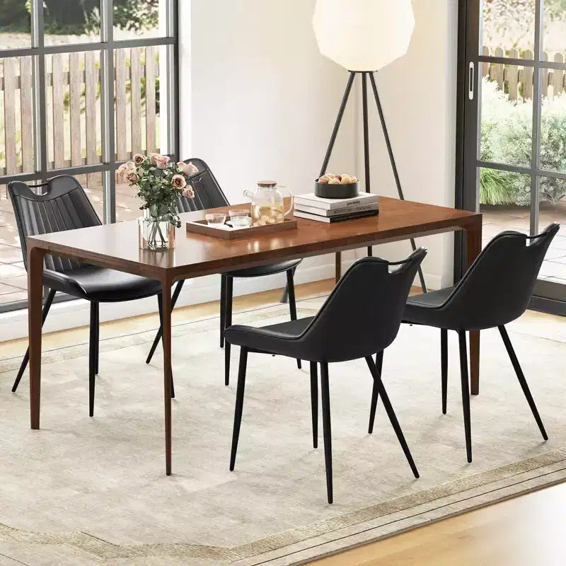 Costway Lot de 4 chaises de salle à manger en similicuir avec pieds en métal Noir/Gris/Vert