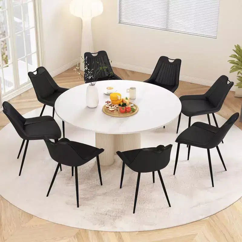 Costway Lot de 4 chaises de salle à manger en similicuir avec pieds en métal Noir/Gris/Vert