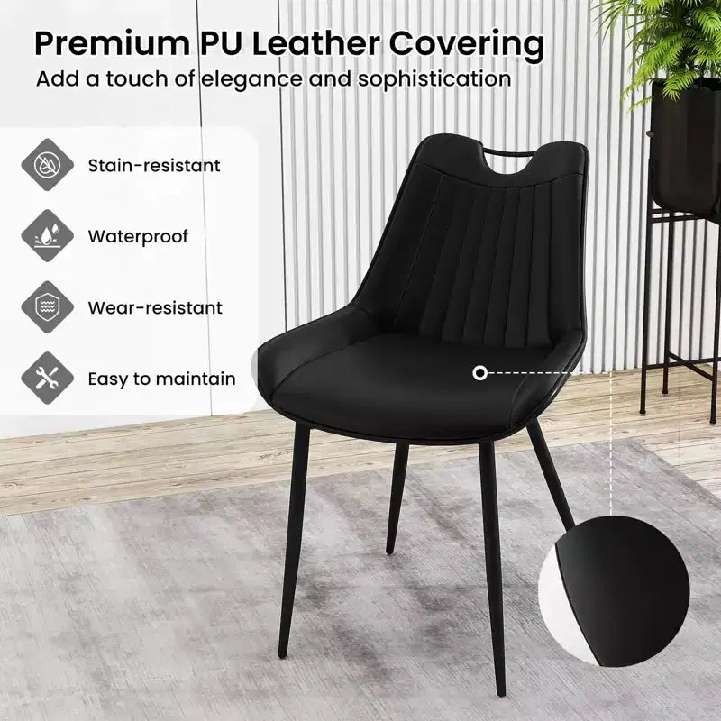Costway Lot de 4 chaises de salle à manger en similicuir avec pieds en métal Noir/Gris/Vert