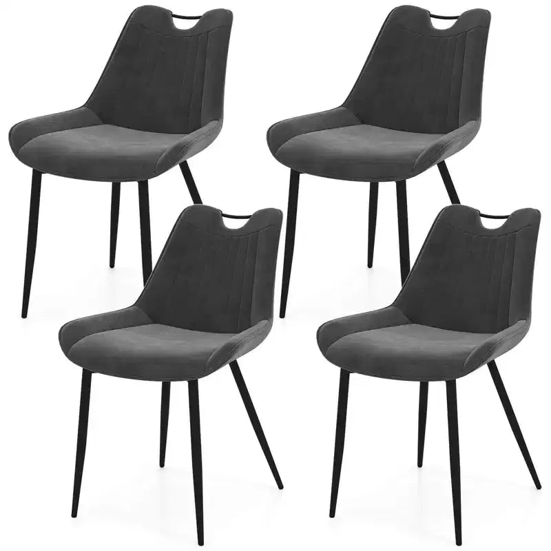 Costway Lot de 4 chaises de salle à manger en similicuir avec pieds en métal Noir/Gris/Vert