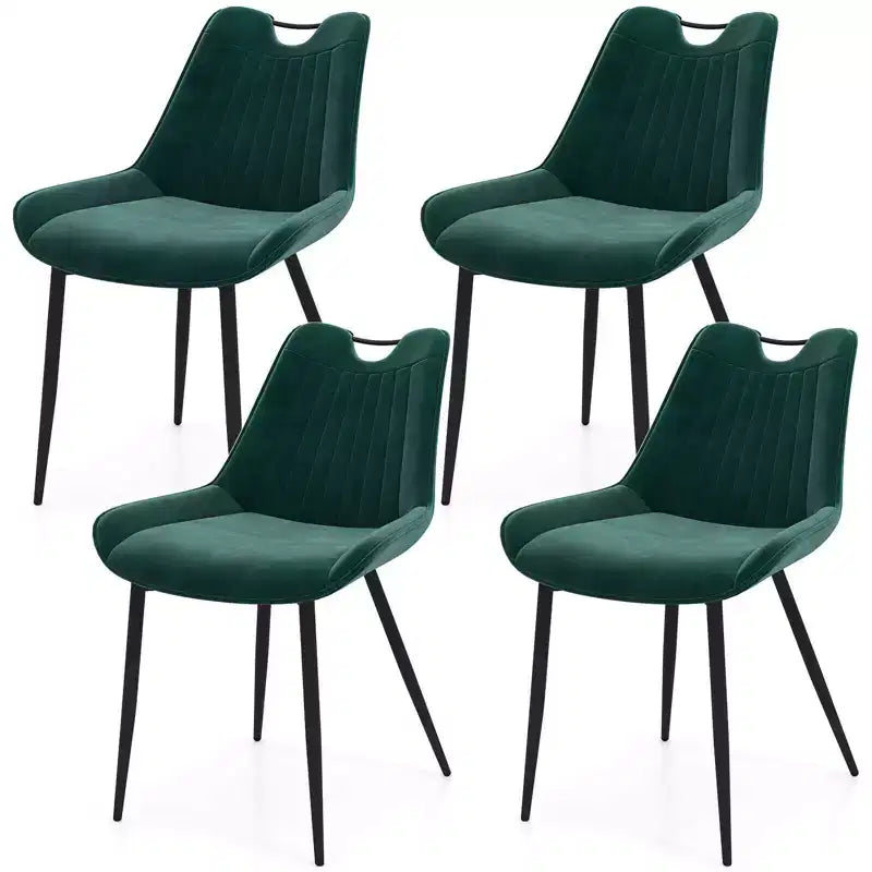 Costway Lot de 4 chaises de salle à manger en similicuir avec pieds en métal Noir/Gris/Vert