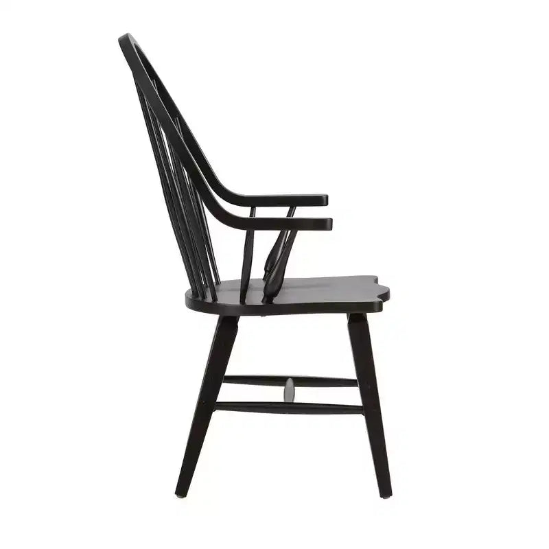 Liberty Furniture, Chaise à accoudoirs Windsor avec dossier Hearthstone Ridge – Noir et tabac