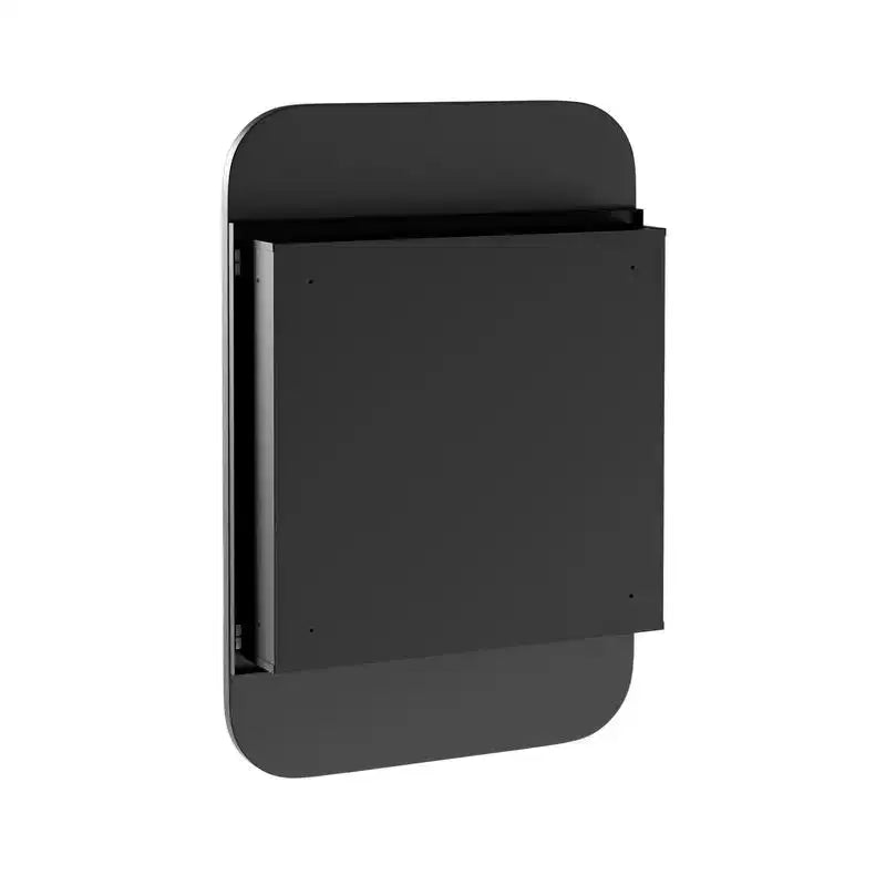 Meuble de salle de bain PexFix 36 x 24 avec miroir, cadre en acier inoxydable et 2 étagères réglables, armoire à pharmacie murale, miroirs rectangulaires encastrés noirs