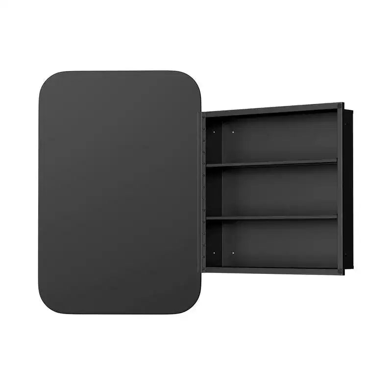 Meuble de salle de bain PexFix 36 x 24 avec miroir, cadre en acier inoxydable et 2 étagères réglables, armoire à pharmacie murale, miroirs rectangulaires encastrés noirs